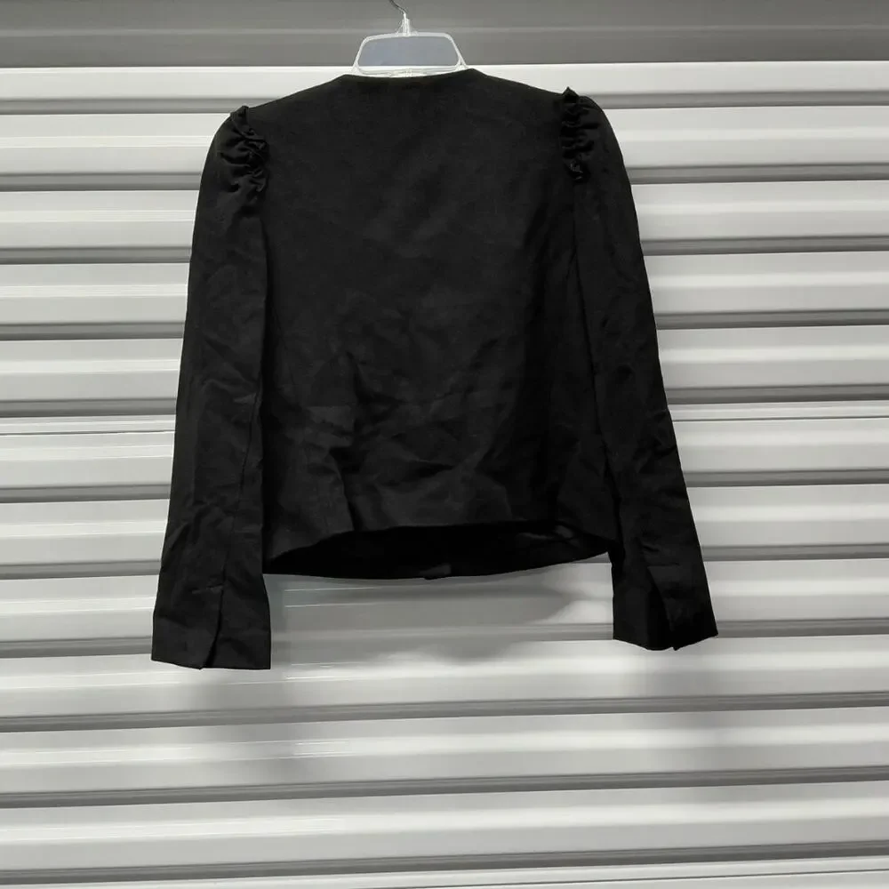 Kate Spade Womens Blazer Size 6 Black Quiet Luxury Chic Crystal Button Jacket - Picture 4 of 11